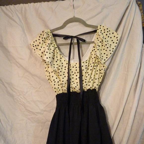 Allegra K size Large Polka Dot Cinched Dress - Picture 3 of 4